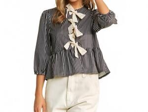 NEW SWEET GENERIS striped babydoll top in black and white